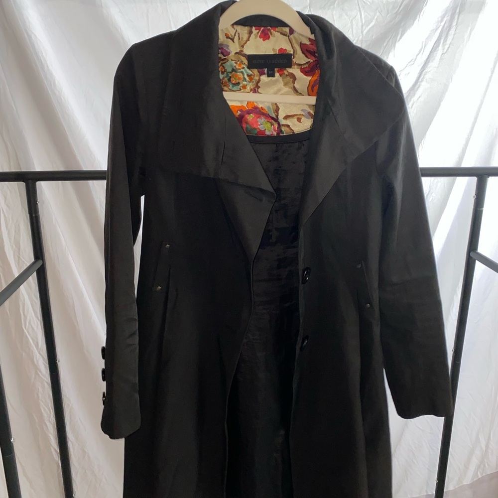 Steve Madden Black Trench Coat Timeless Style